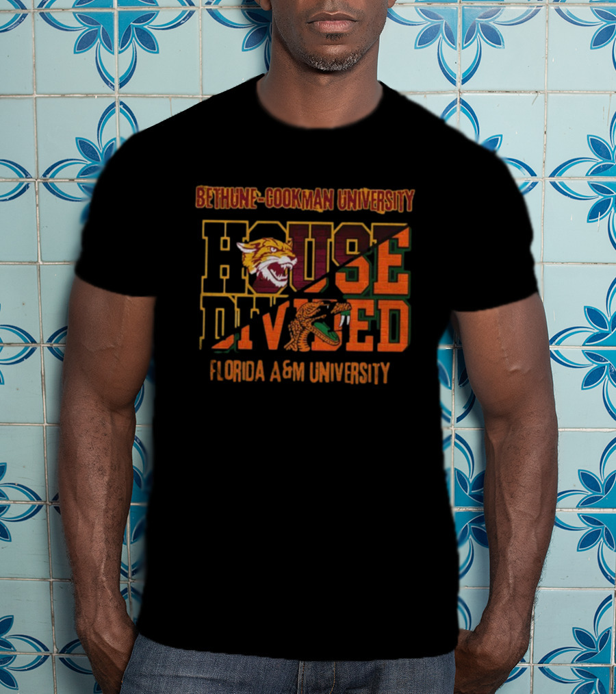 Bethune-Cookman University Wildcats Vs Florida A&M University Rattlers House Divided T-Shirt