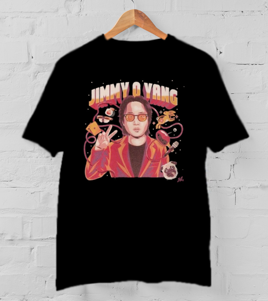 Jimmy O. Yang Peace Sign Cartoon Pug And Sunglasses T-Shirt