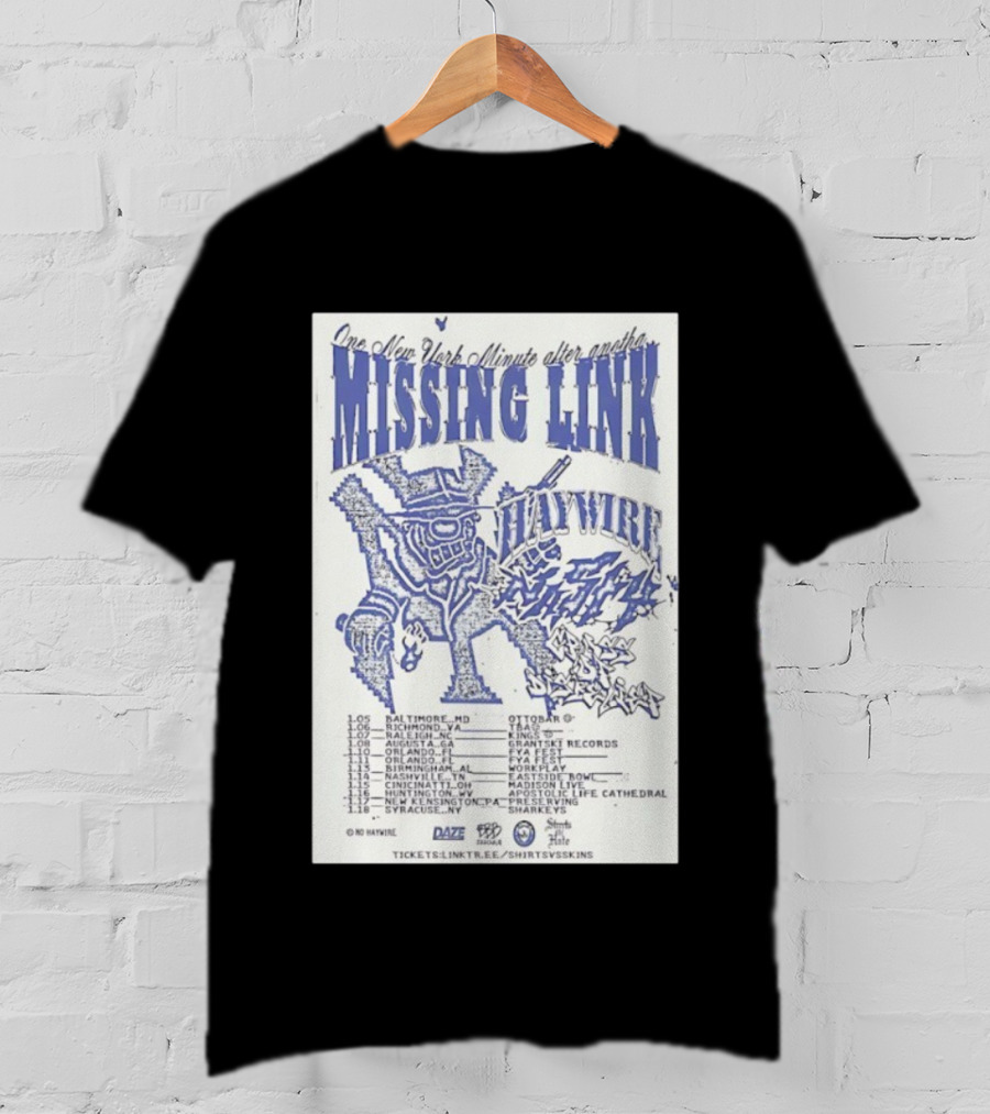 Missing Link One New York Minute Tour 2026 Dates All-City Show Locations T-Shirt