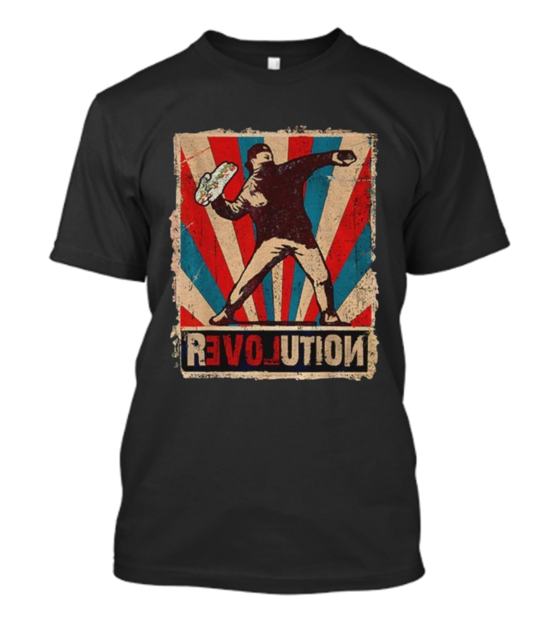 Sandwich Guy Revolution Retro Throwing Graphic T-Shirt