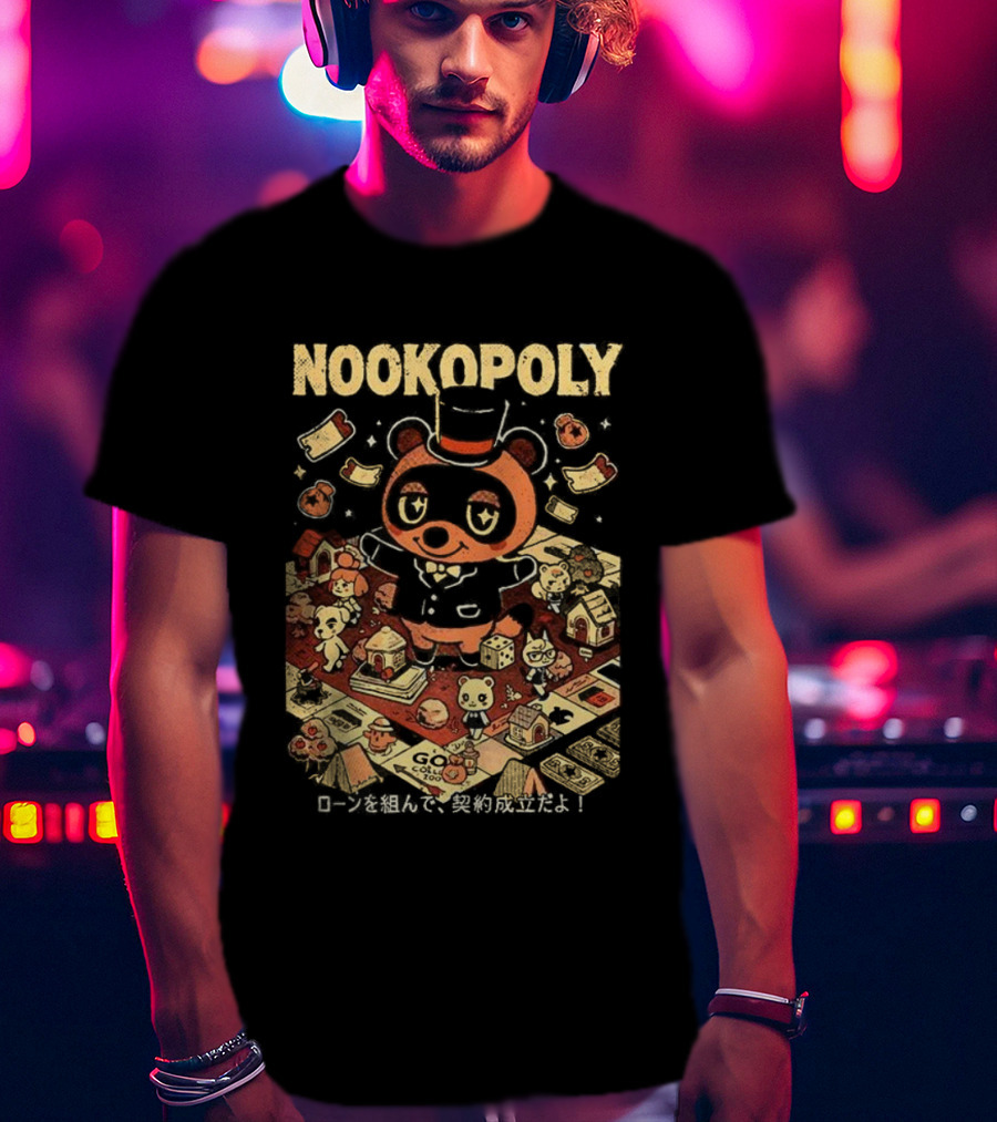 Nookopoly Animal Crossing Monopoly Game Crossover With Tom Nook In Top Hat T-Shirt