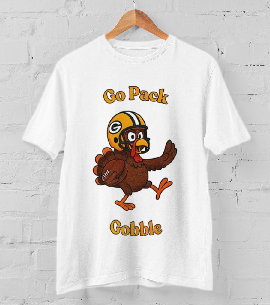 Go Pack Gobble Green Bay Packers Thanksgiving Football Turkey T-Shirt