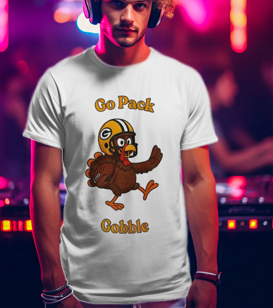 Go Pack Gobble Green Bay Packers Thanksgiving Football Turkey T-Shirt