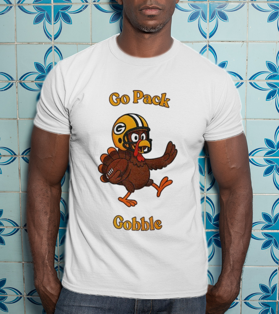 Go Pack Gobble Green Bay Packers Thanksgiving Football Turkey T-Shirt