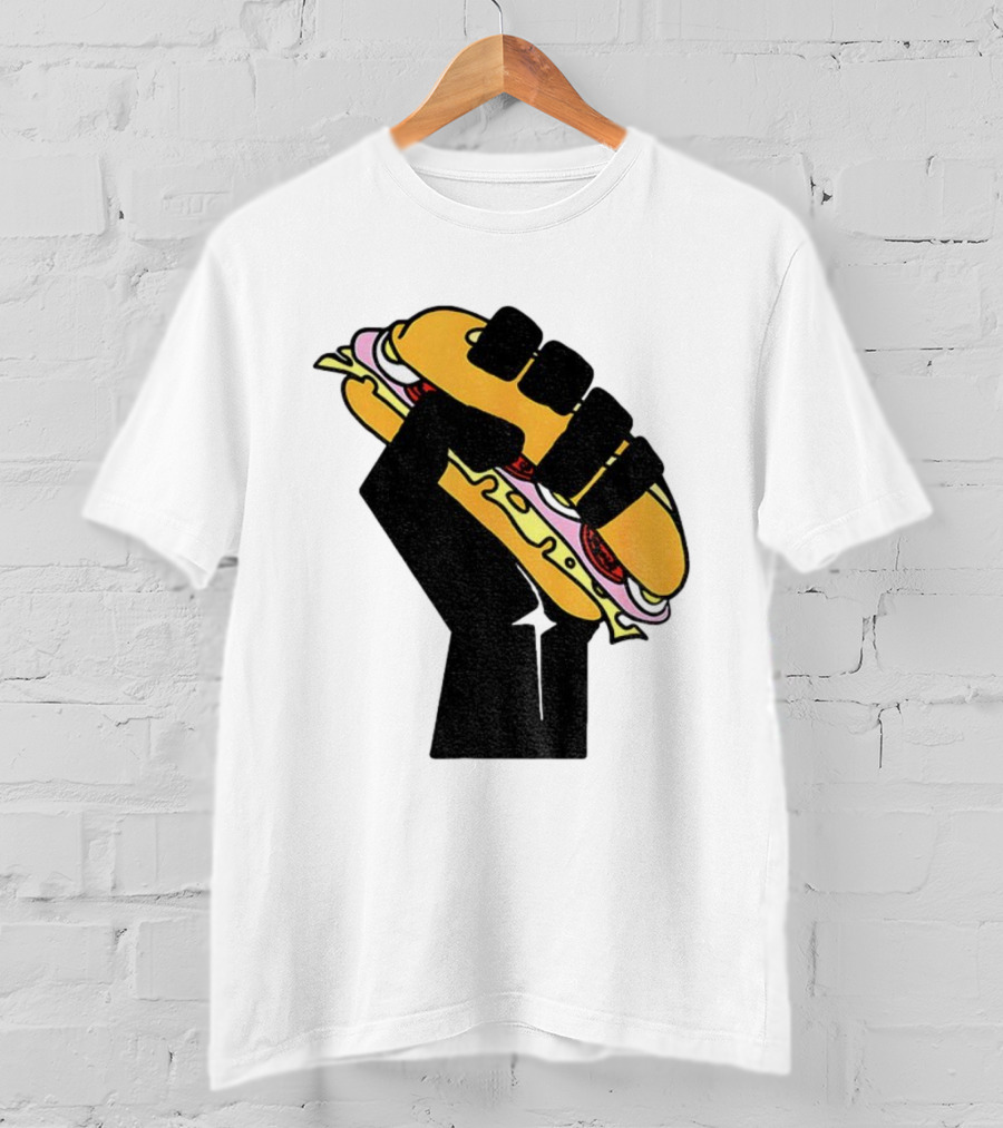 Hoagie Sandwich Guy Black Fist Resist Fascism Anti Trump Iconic Symbol T-Shirt