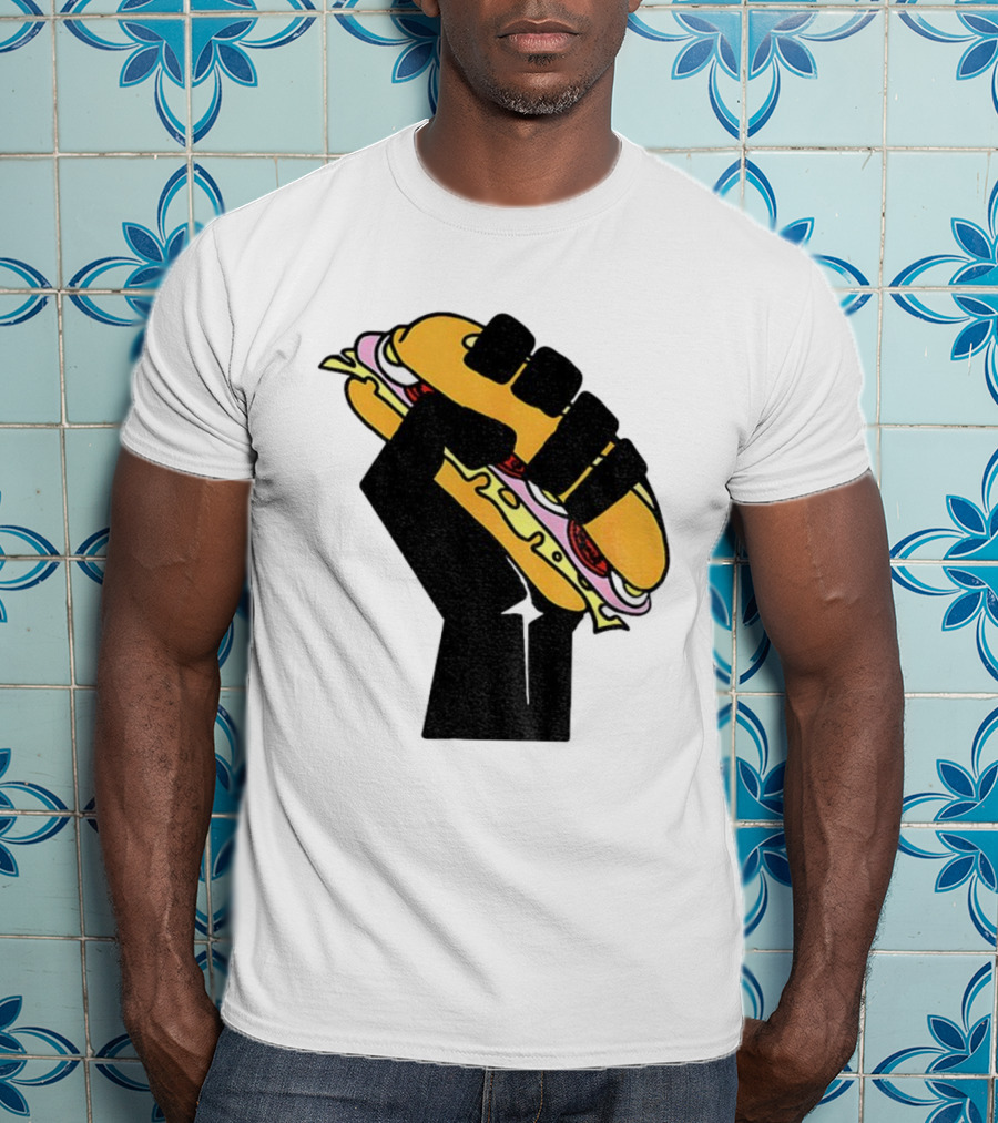 Hoagie Sandwich Guy Black Fist Resist Fascism Anti Trump Iconic Symbol T-Shirt