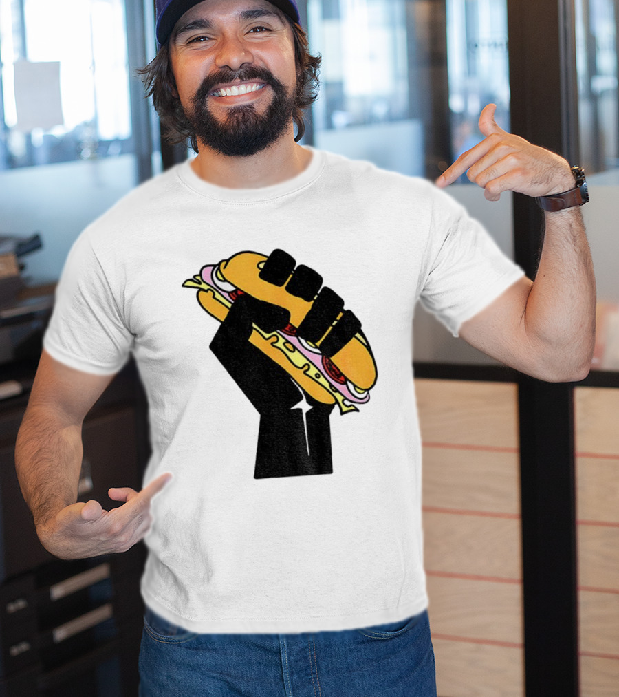 Hoagie Sandwich Guy Black Fist Resist Fascism Anti Trump Iconic Symbol T-Shirt
