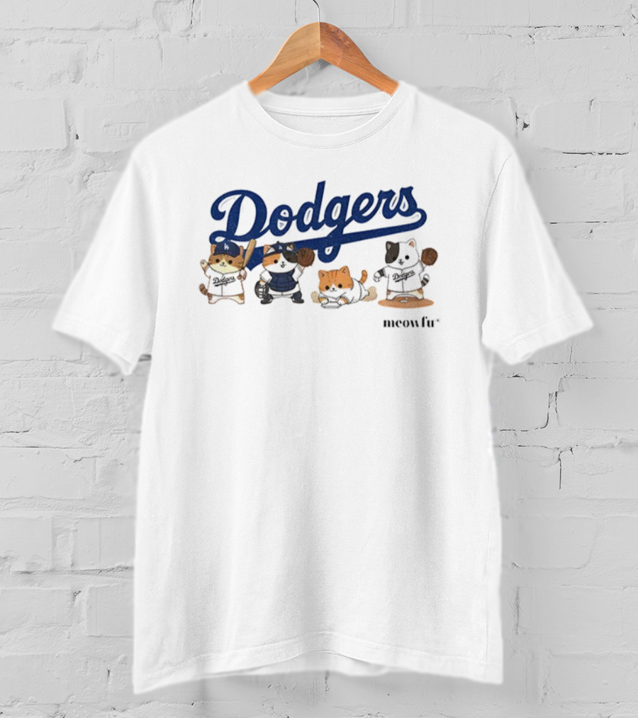 Dodgers Meowfu Dodgers Cats Baseball Team T-Shirt