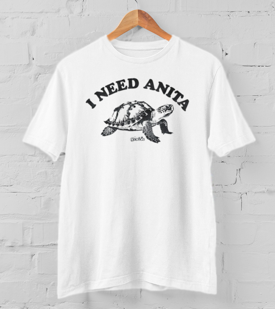 Pacifica I Need Anita Turtle Drawing Casual Wear T-Shirt