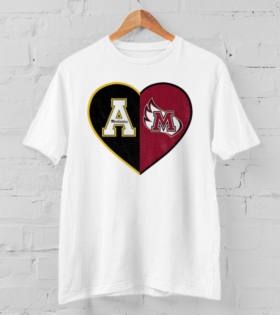 Appalachian State Mountaineers Meredith College Angels Split Heart Personalized T-Shirt
