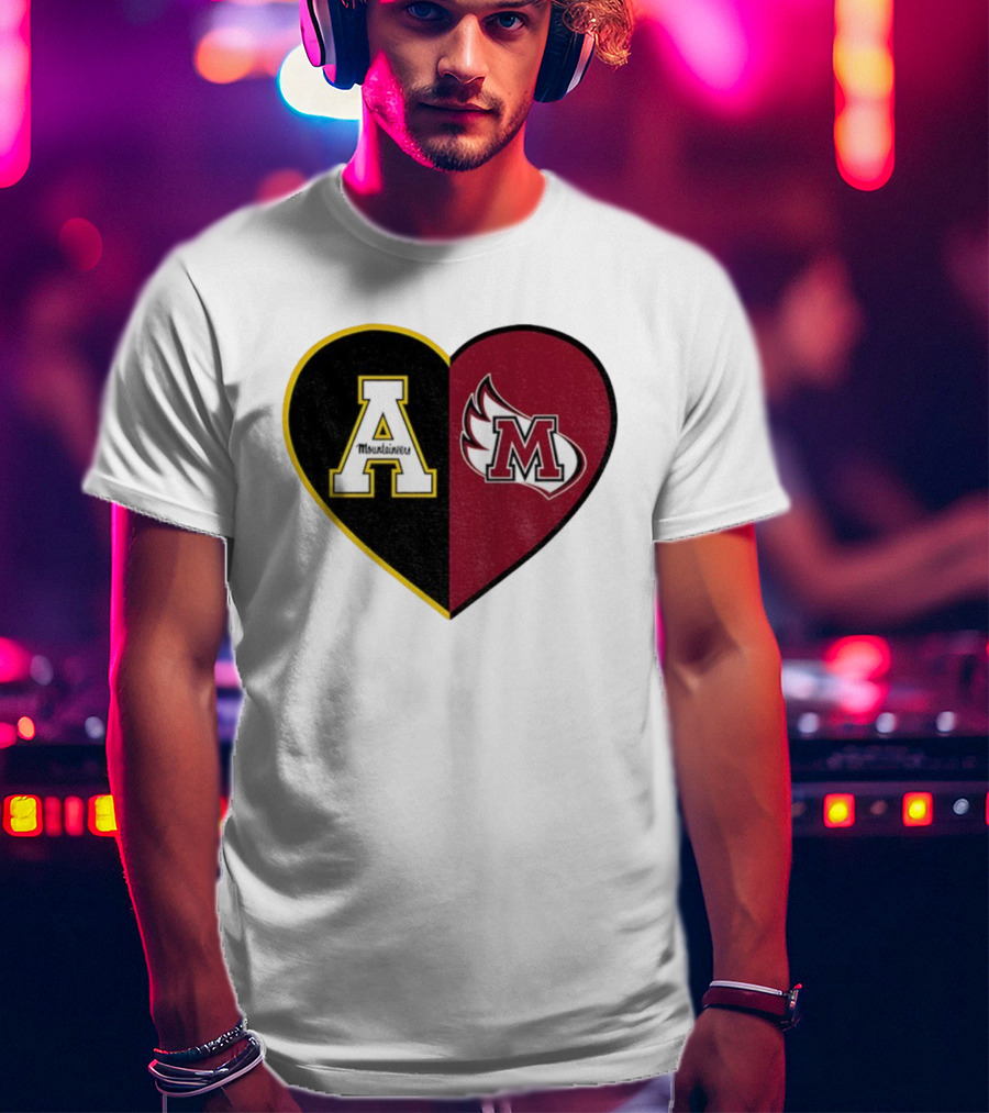 Appalachian State Mountaineers Meredith College Angels Split Heart Personalized T-Shirt