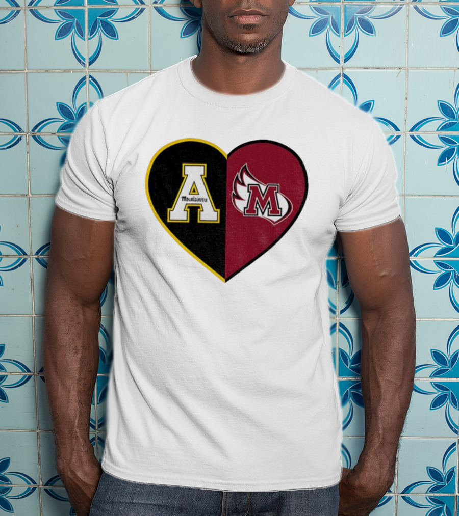 Appalachian State Mountaineers Meredith College Angels Split Heart Personalized T-Shirt