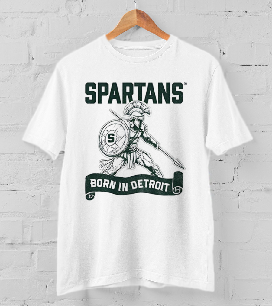 Spartans Warrior Emblem Born In Detroit T-Shirt