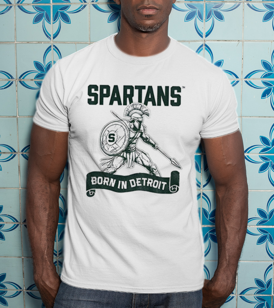 Spartans Warrior Emblem Born In Detroit T-Shirt