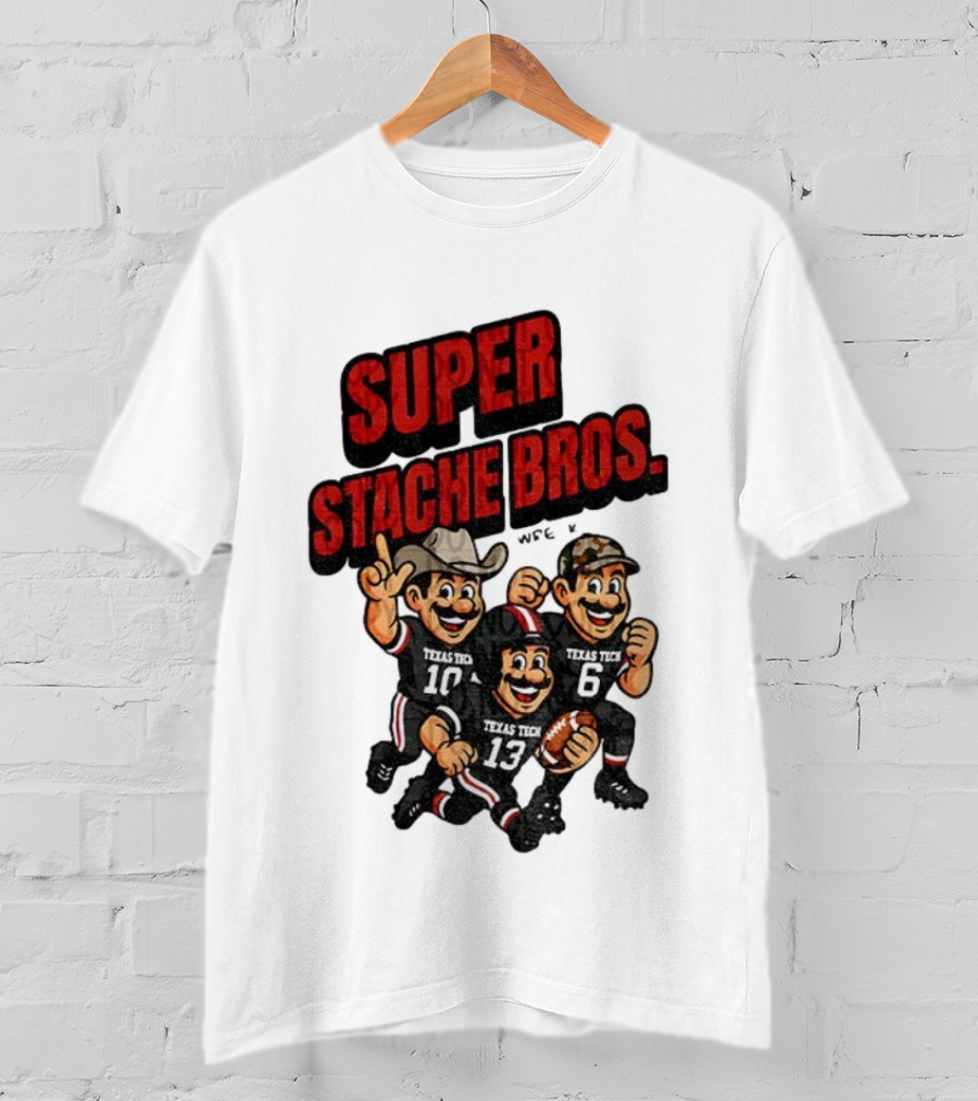 Texas Tech Red Raiders Super Stache Bros Cartoon Football Game Day T-Shirt