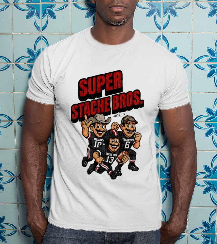 Texas Tech Red Raiders Super Stache Bros Cartoon Football Game Day T-Shirt