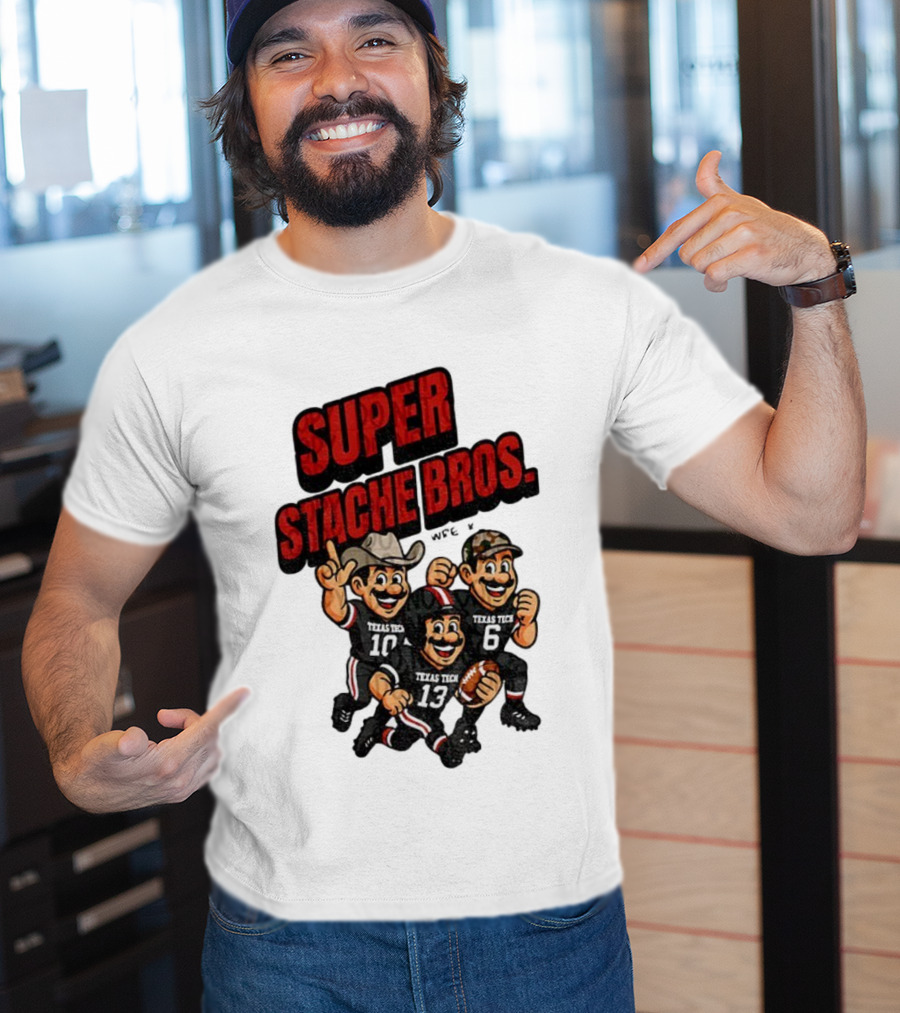 Texas Tech Red Raiders Super Stache Bros Cartoon Football Game Day T-Shirt