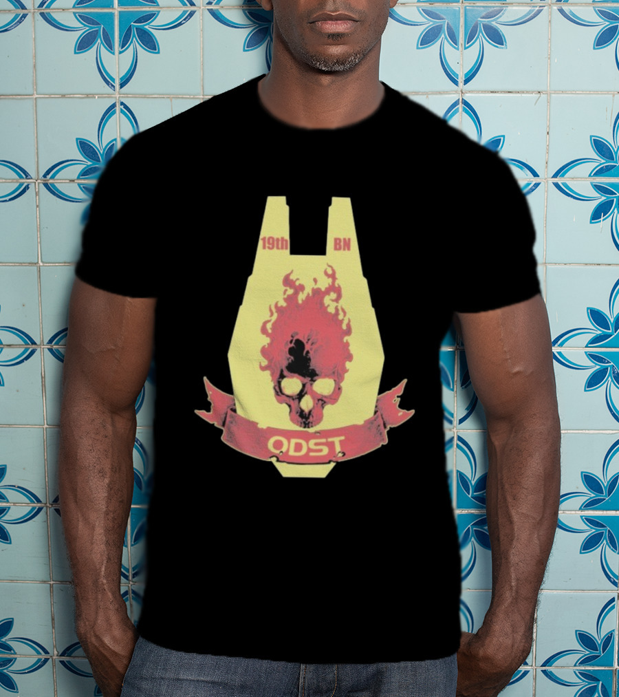 19th BN ODST Flaming Skull Emblem T-Shirt