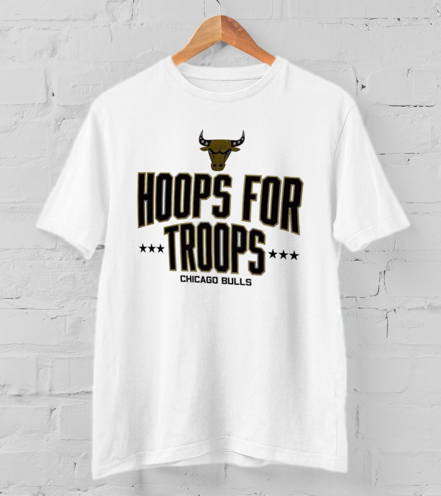 Chicago Bulls Hoops For Troops Bull Head Star Emblem T-Shirt