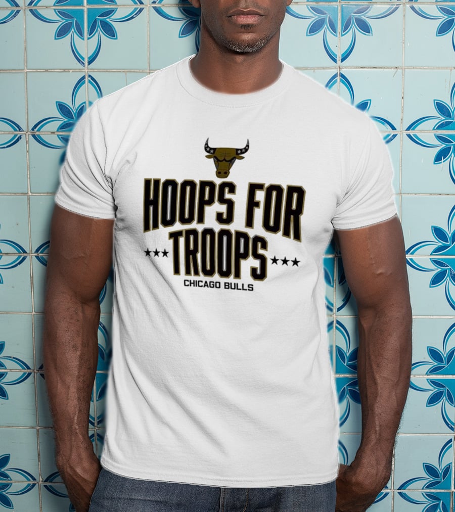Chicago Bulls Hoops For Troops Bull Head Star Emblem T-Shirt