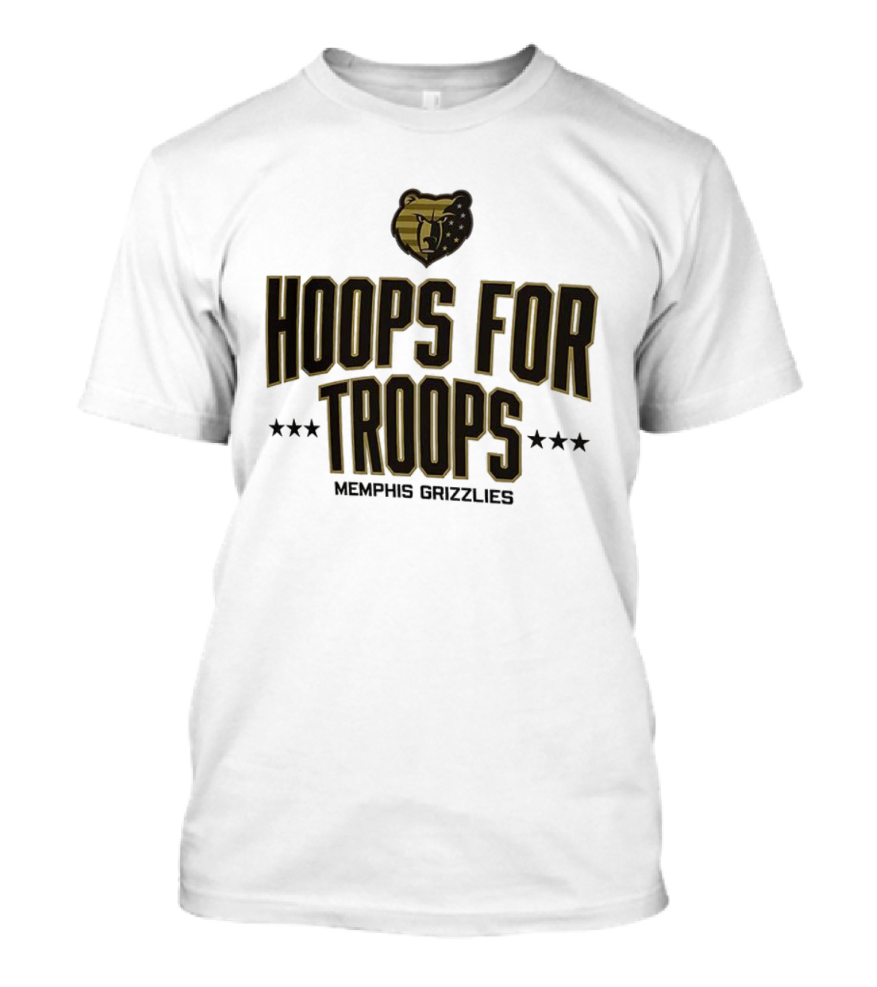 Memphis Grizzlies Hoops For Troops Military Appreciation Stars & Stripes Bear Logo T-Shirt