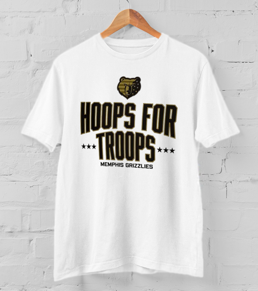 Memphis Grizzlies Hoops For Troops Military Appreciation Stars & Stripes Bear Logo T-Shirt