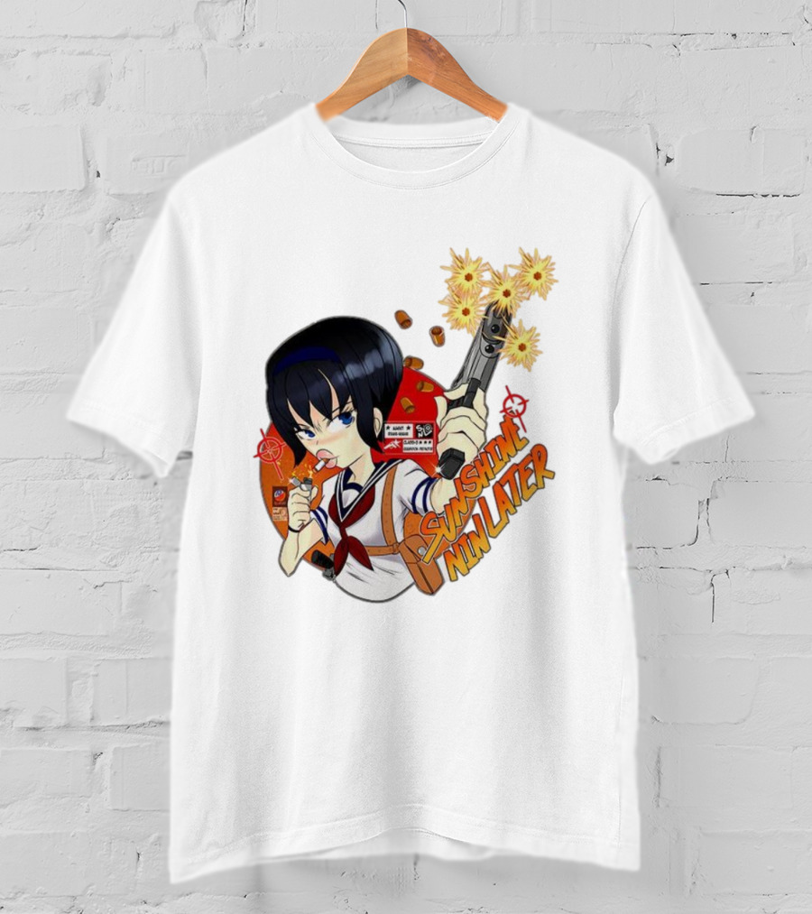 Sunshine Nin Later Anime Character Smoking Gun Action Scene T-Shirt