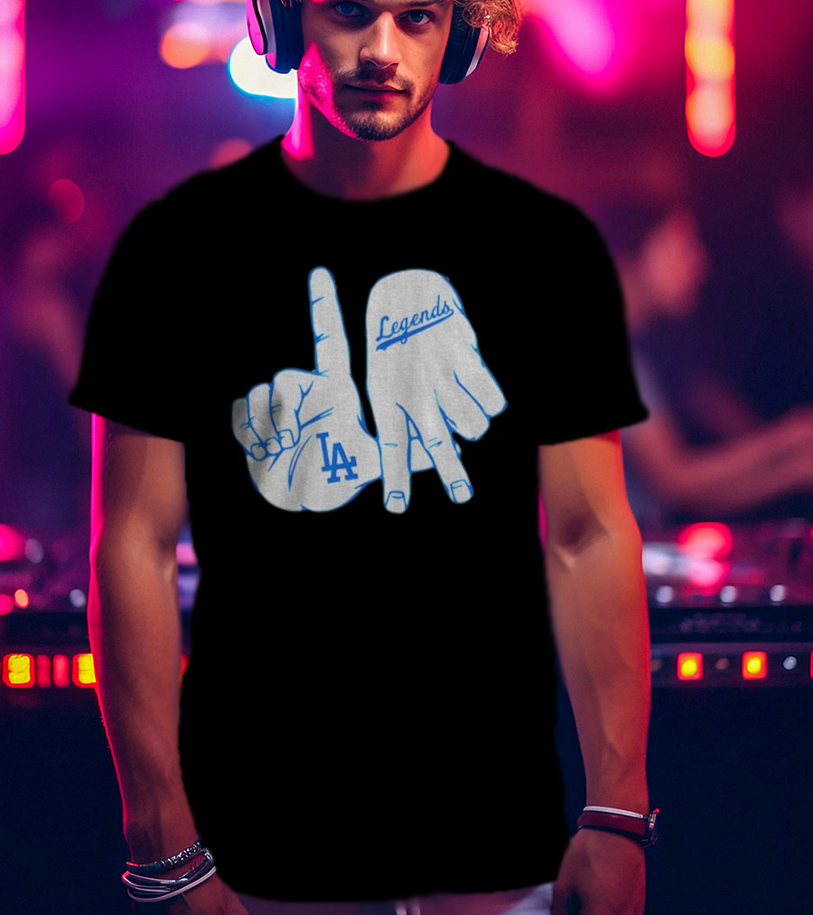 Los Angeles Dodgers Legends LA Hand Sign 2025 MLB Baseball T-Shirt