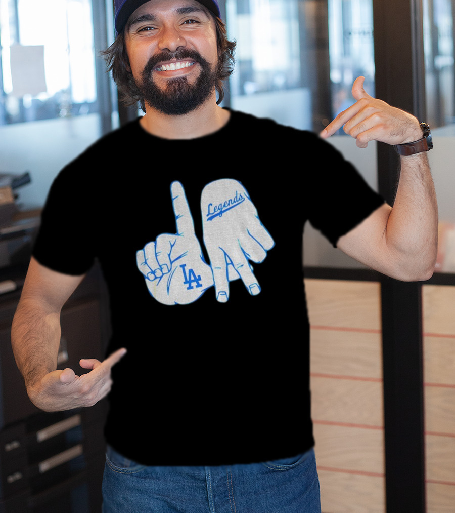Los Angeles Dodgers Legends LA Hand Sign 2025 MLB Baseball T-Shirt