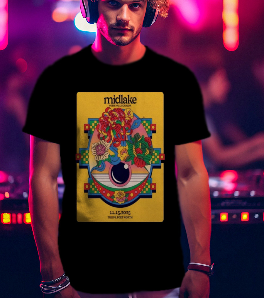 Midlake With Paul Schalda Tulips Fort Worth 11 15 2025 Psychedelic Flower Art T-Shirt