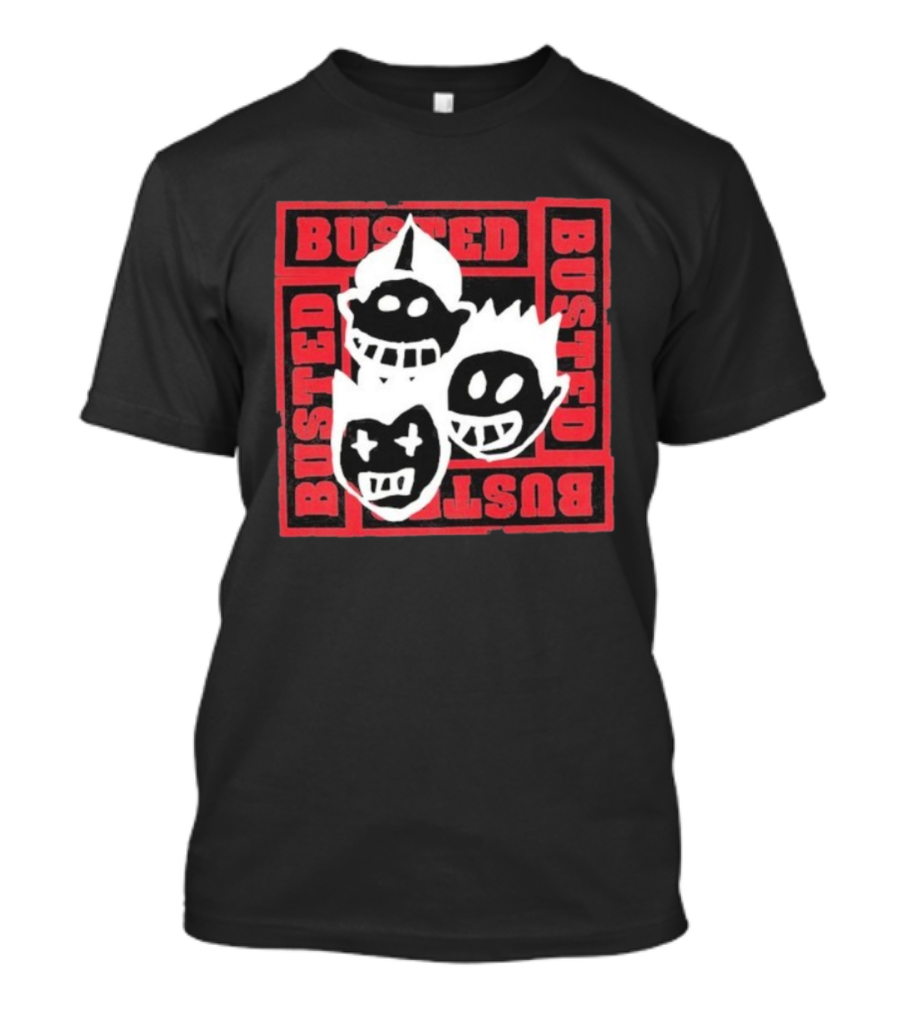 Busted Kids Cartoon Logo Red And Black Design T-Shirt