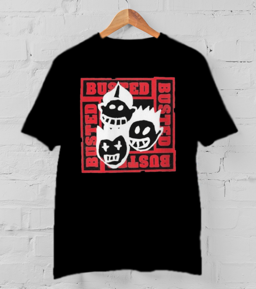 Busted Kids Cartoon Logo Red And Black Design T-Shirt