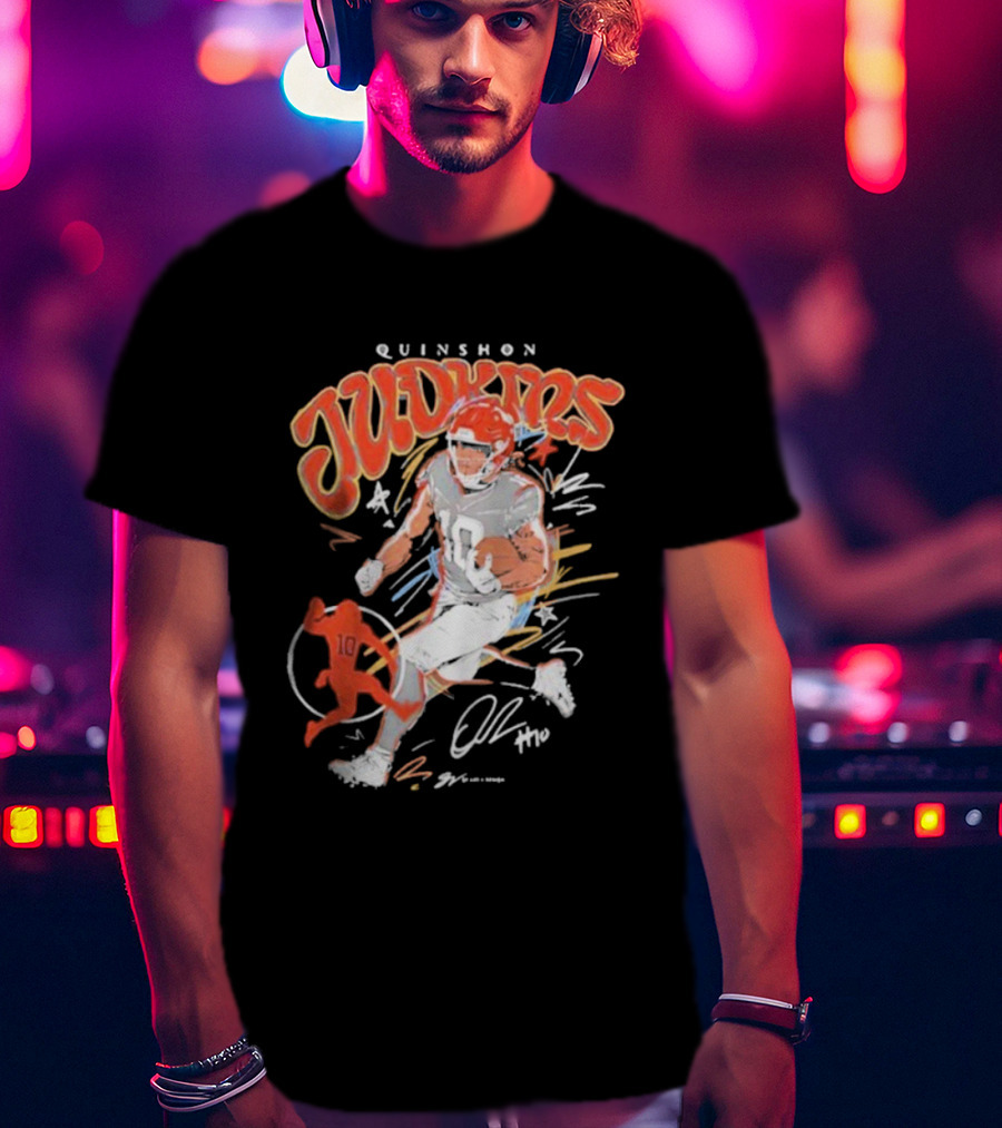 Quinshon Judkins Signature Scribble Art Cleveland Browns Football Number 4 T-Shirt