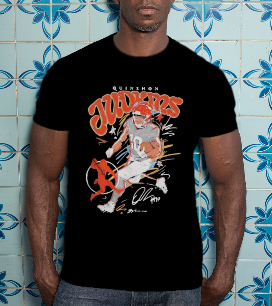 Quinshon Judkins Signature Scribble Art Cleveland Browns Football Number 4 T-Shirt
