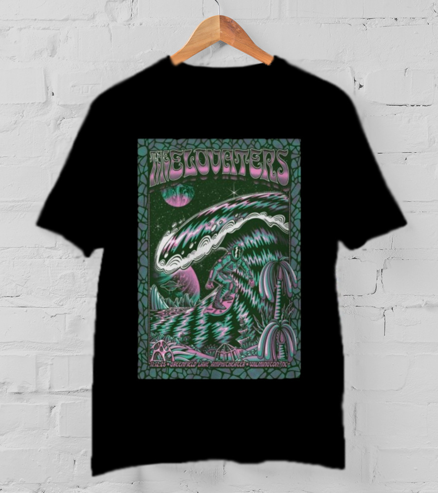 The Elovaters Greenfield Lake Amphitheater Wilmington NC Nov 12 2025 Wave Surf Psychedelic Art T-Shirt