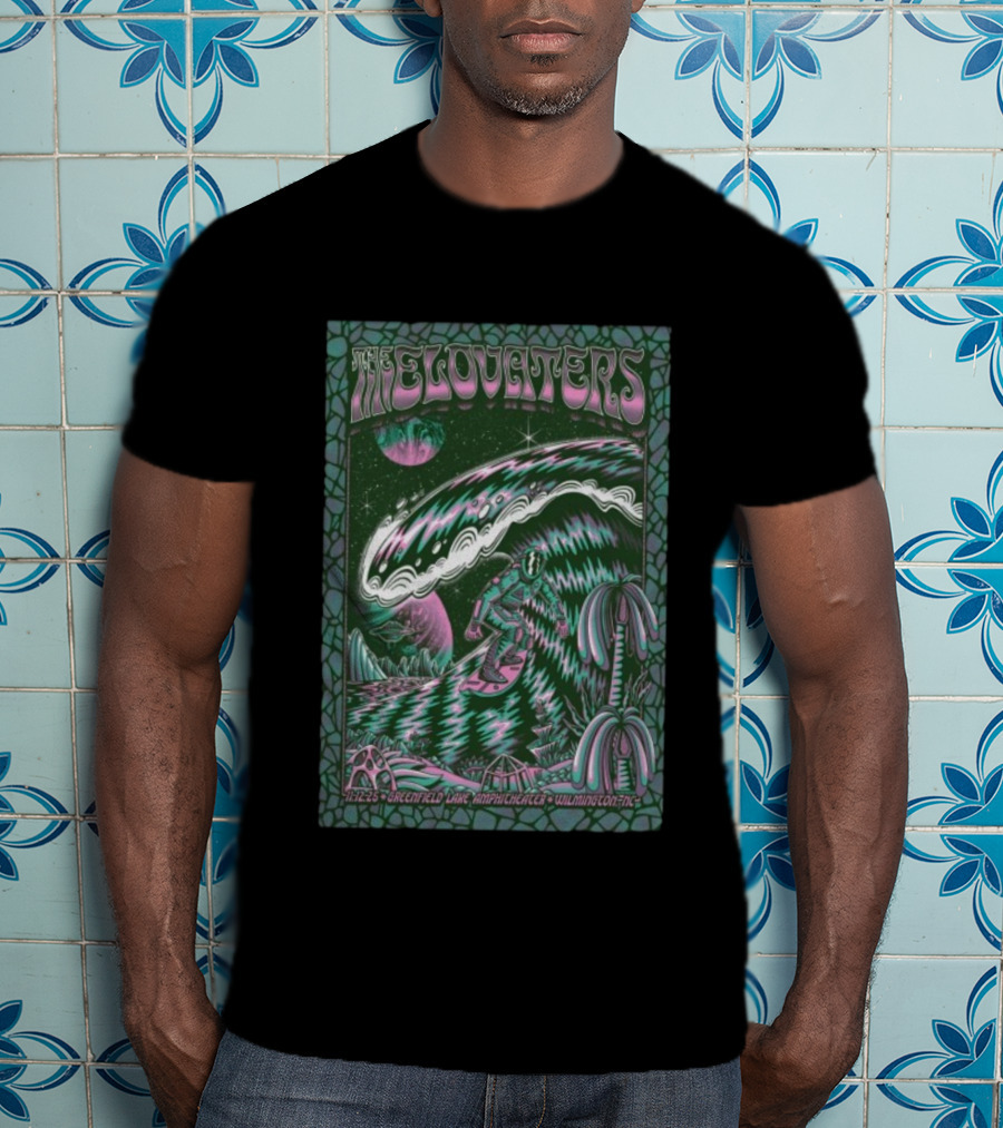 The Elovaters Greenfield Lake Amphitheater Wilmington NC Nov 12 2025 Wave Surf Psychedelic Art T-Shirt
