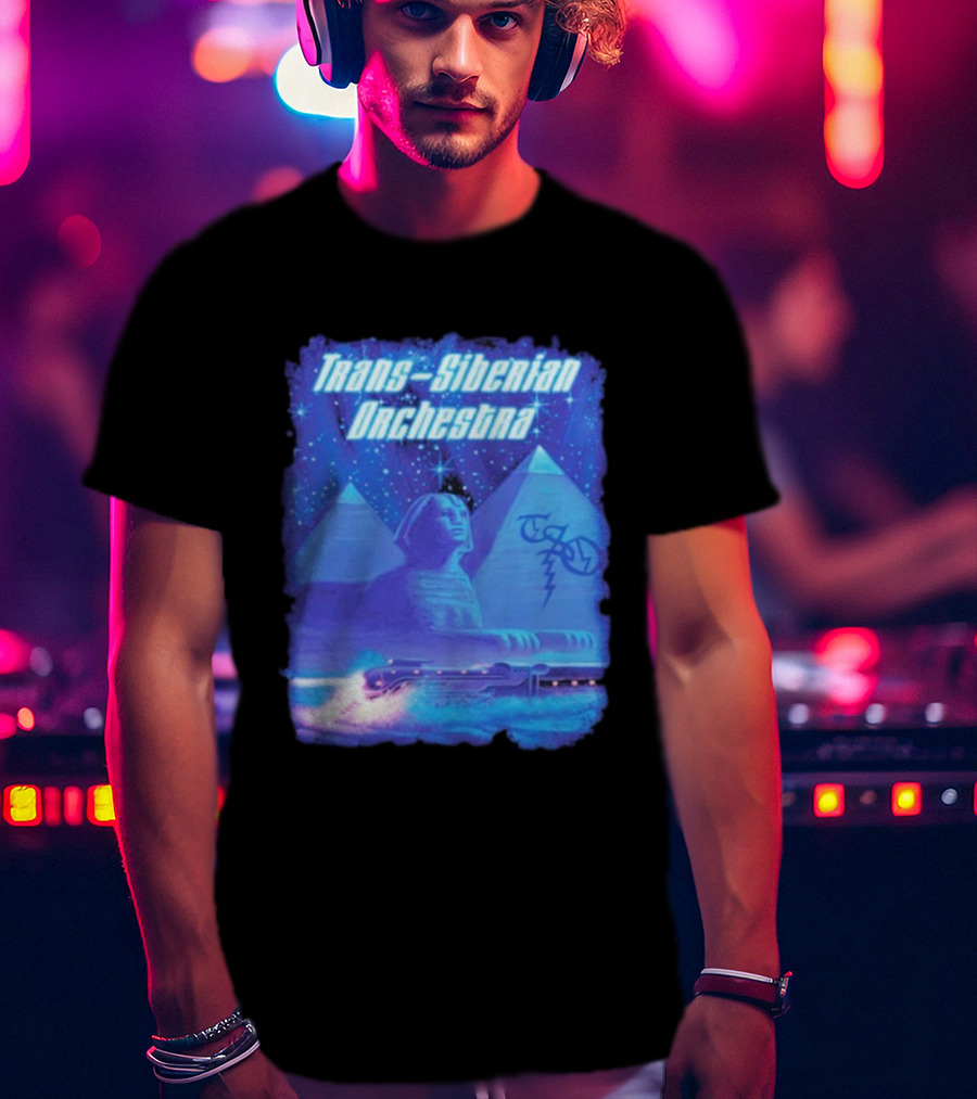Trans-Siberian Orchestra Sphynx Train Pyramids Lightning Guitar Scene T-Shirt
