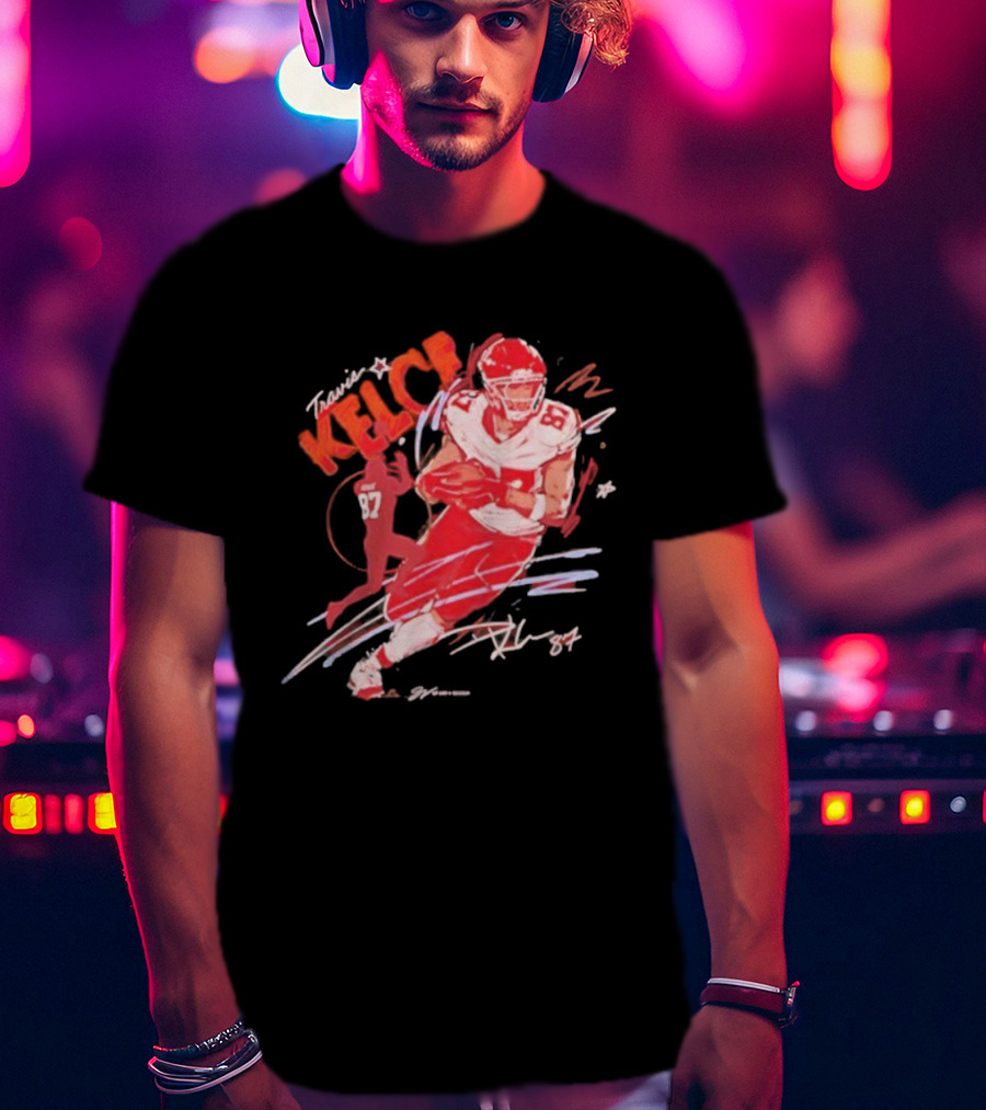 Travis Kelce Kansas City Chiefs 87 Scribble Signature T-Shirt