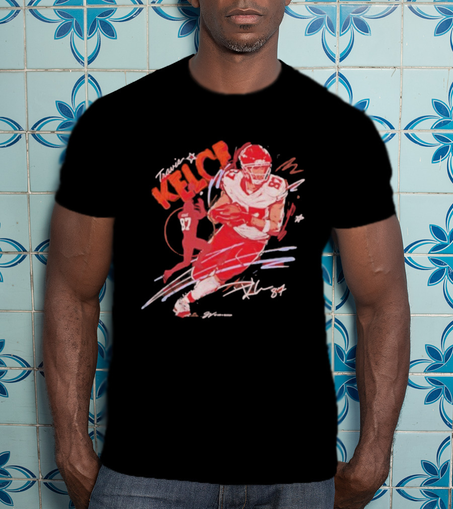 Travis Kelce Kansas City Chiefs 87 Scribble Signature T-Shirt