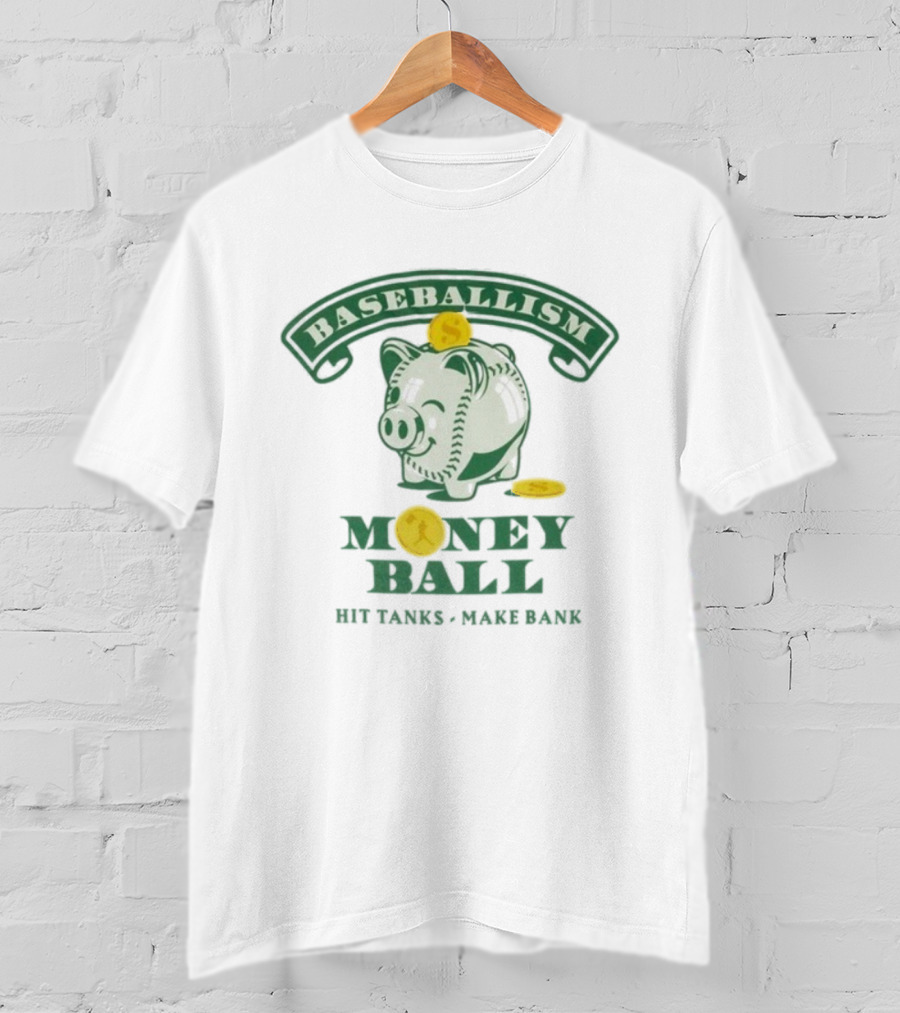 Baseballism Money Ball Hit Tanks Make Bank Piggy Bank T-Shirt