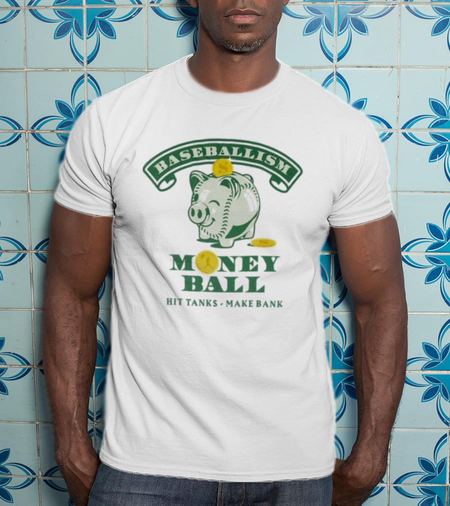 Baseballism Money Ball Hit Tanks Make Bank Piggy Bank T-Shirt