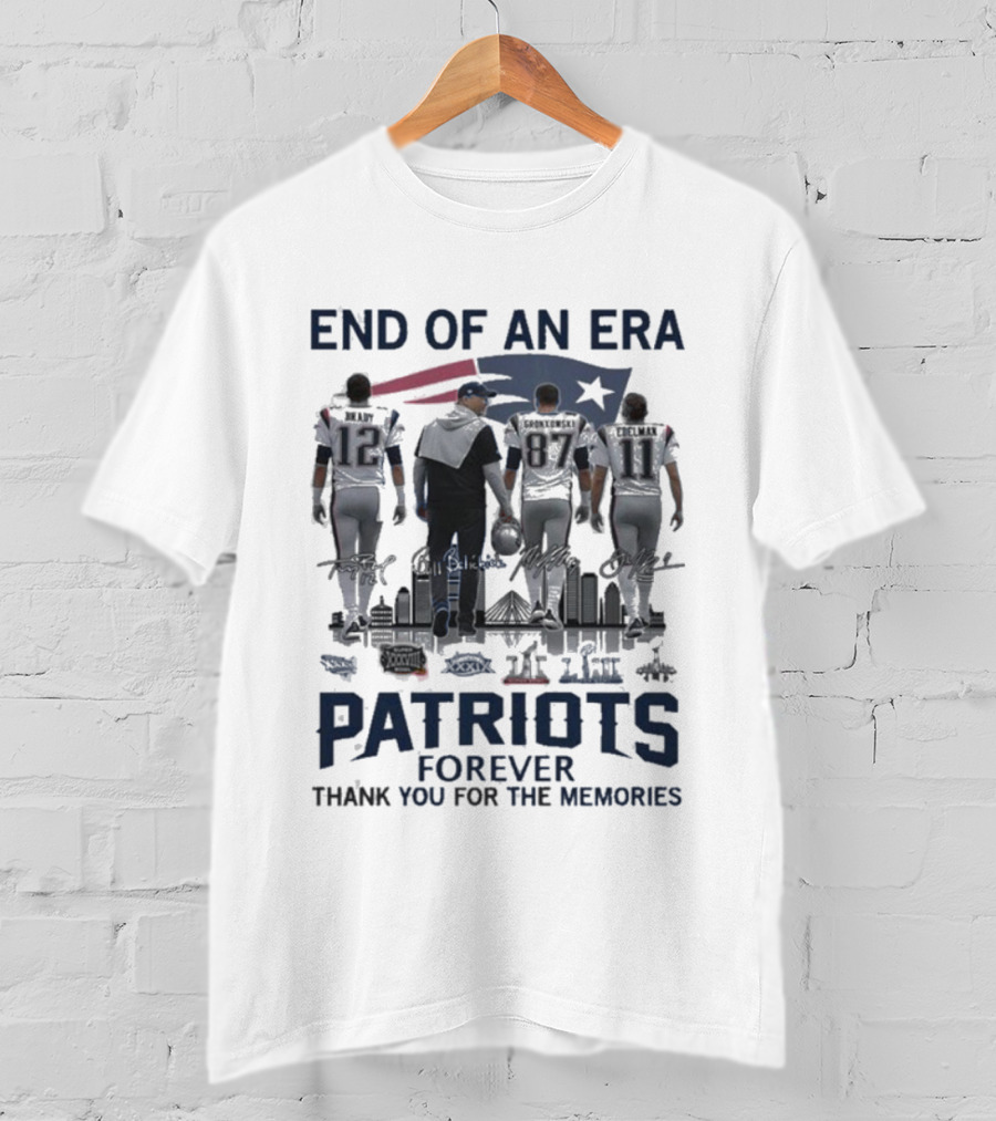 End Of An Era New England Patriots Forever Thank You For The Memories Signatures 12 87 11 T-Shirt