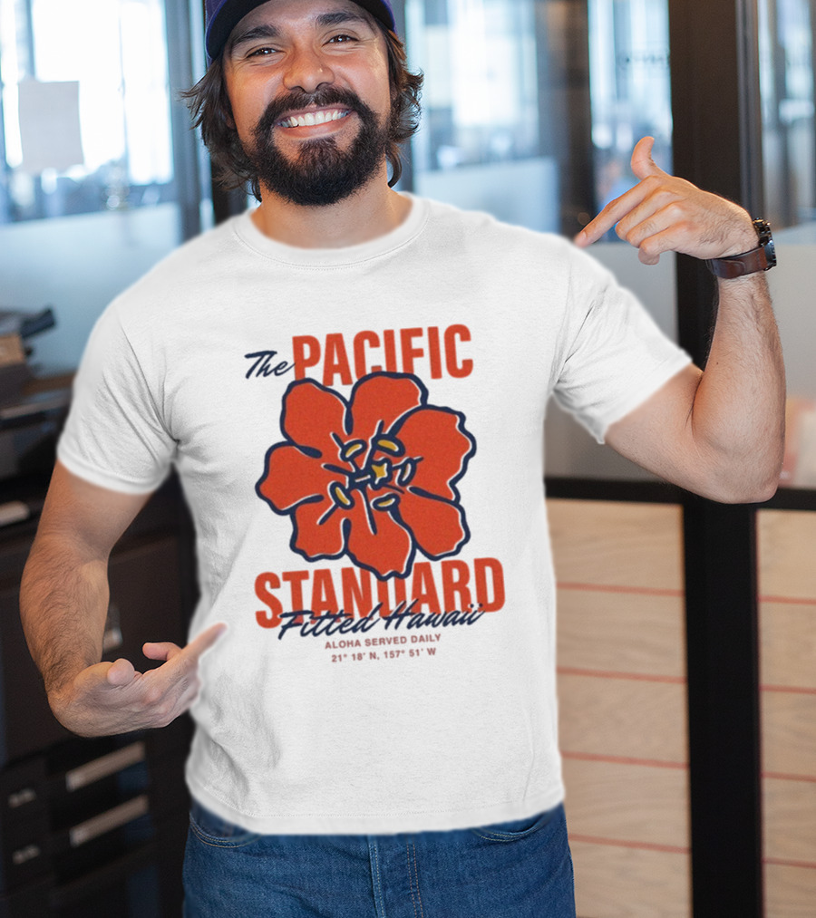 The Pacific Standard Fitted Hawaii Aloha Served Daily 21°18'N 157°51'W T-Shirt