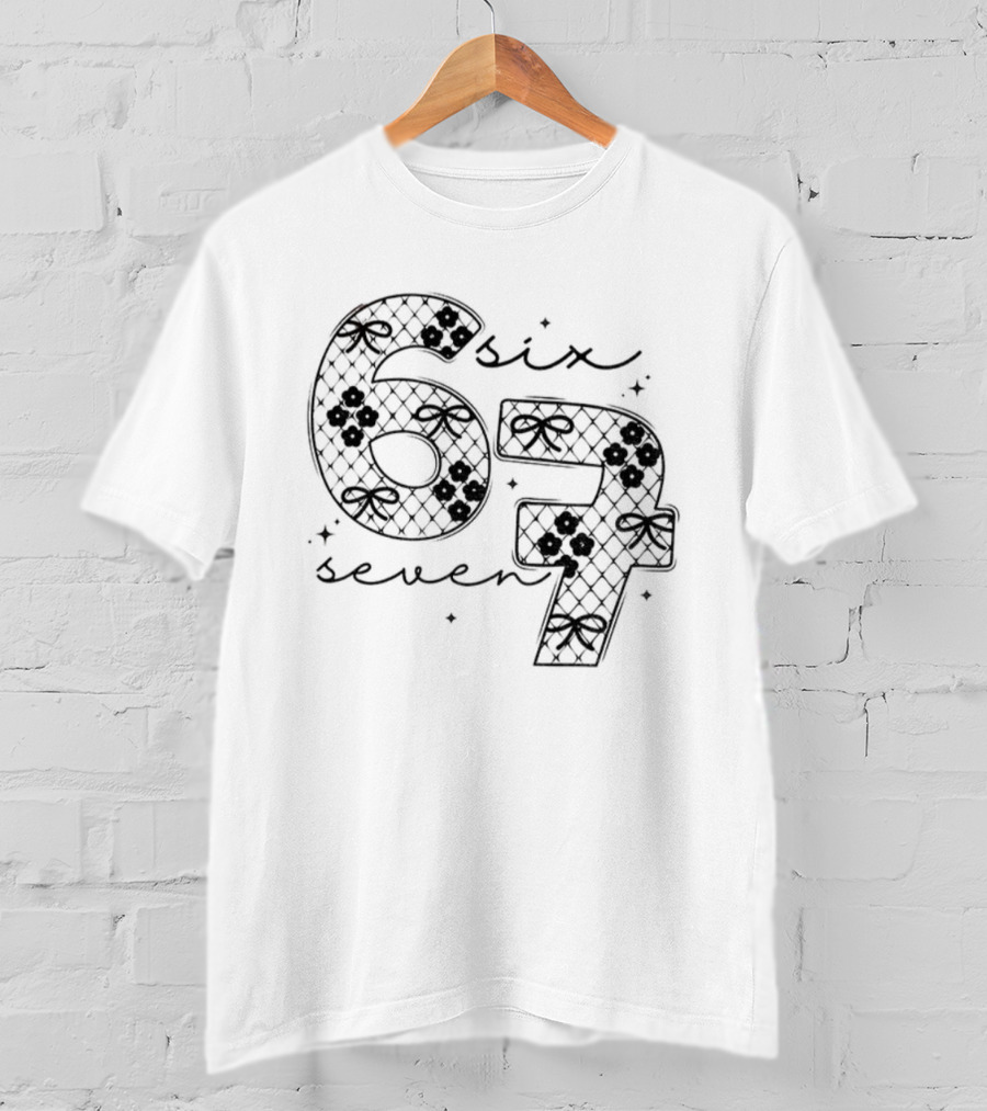 Lace Six Seven Viral 67 Intricate Floral Pattern T-Shirt