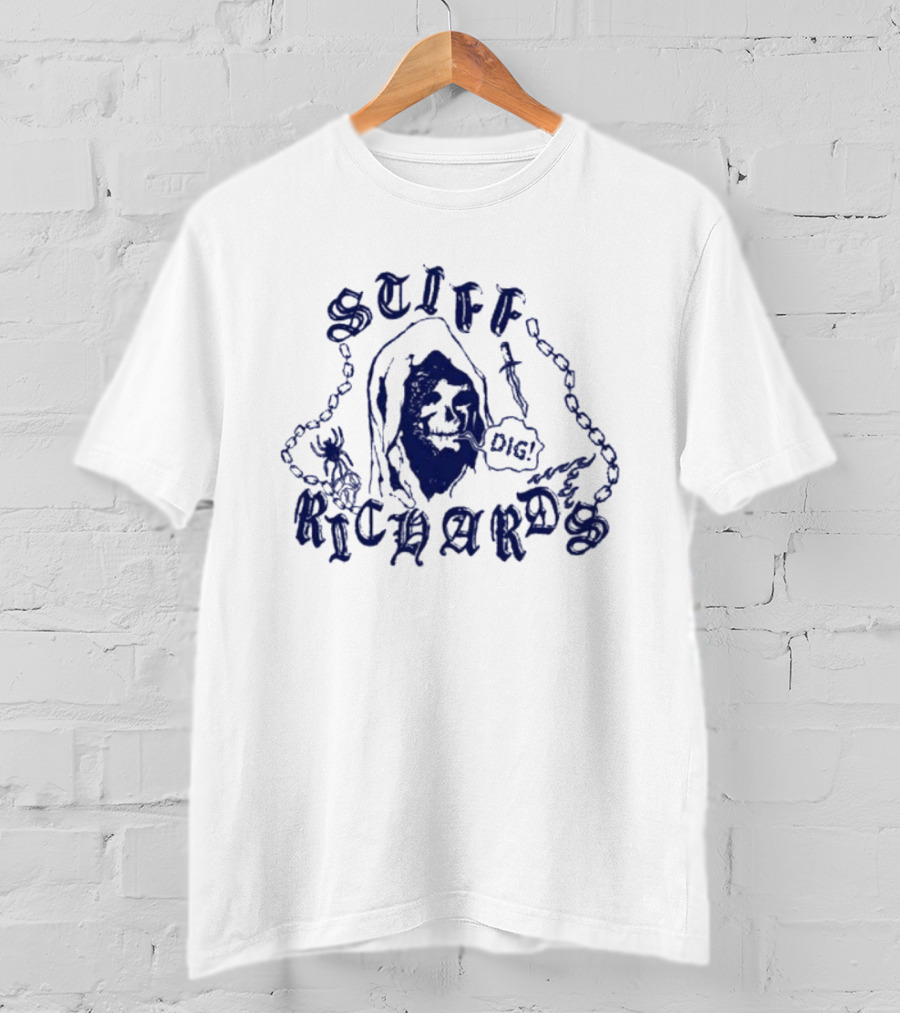 Stiff Richards Dig Or Die Grim Reaper Chain Skeleton T-Shirt
