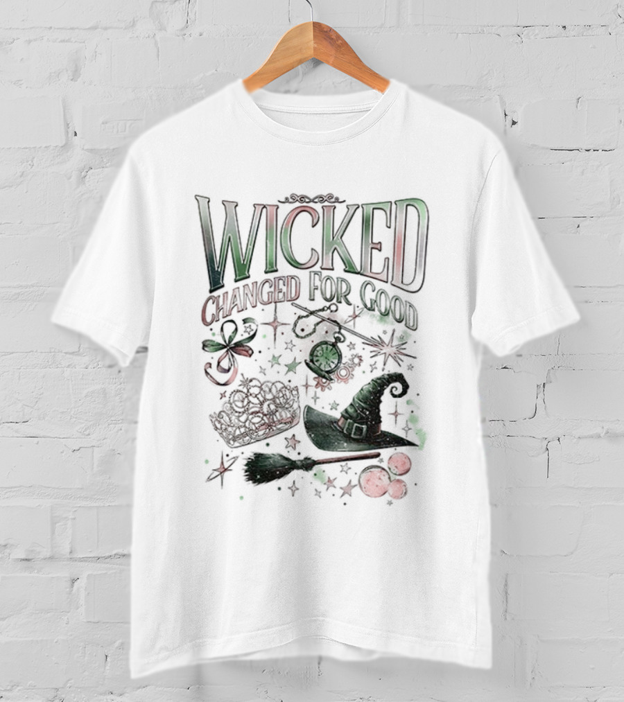 Wicked Changed For Good Defy Gravity Broomstick Magic Wand Halloween T-Shirt