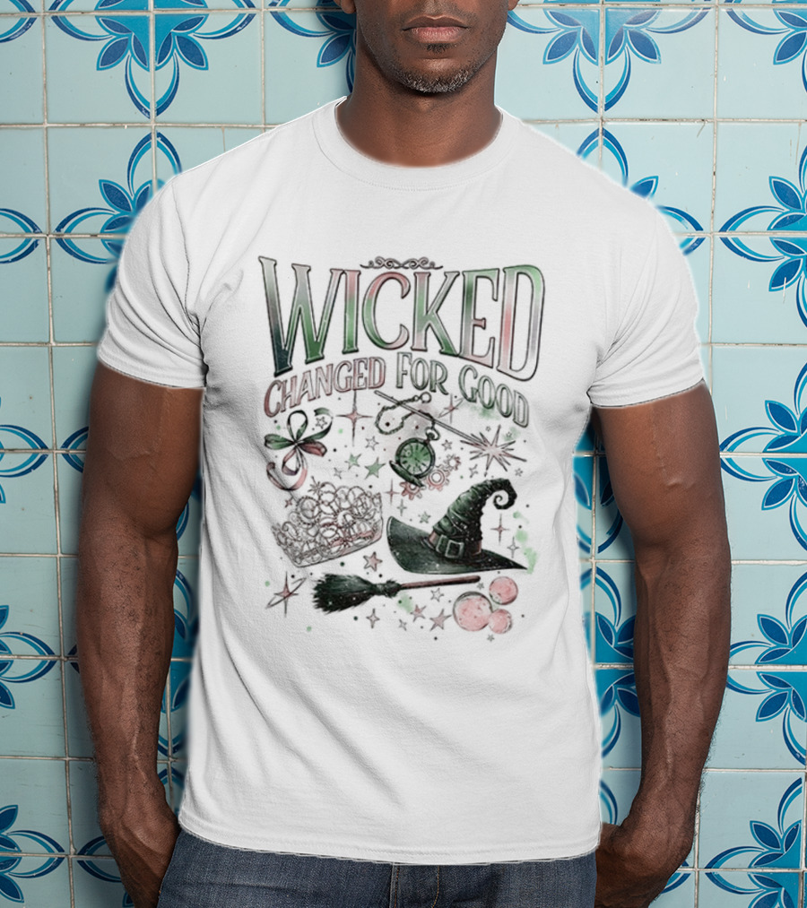 Wicked Changed For Good Defy Gravity Broomstick Magic Wand Halloween T-Shirt