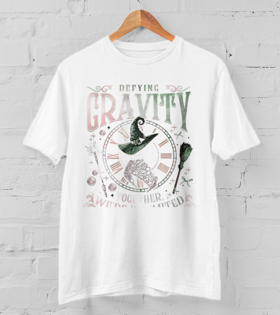 Defying Gravity Together We’re Unlimited Halloween Wicked Witch Hat Broom Theme T-Shirt