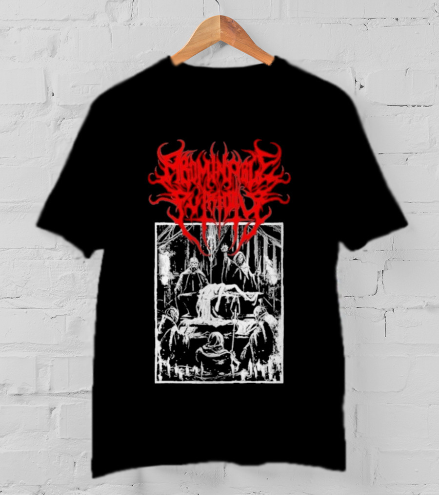 Abominable Putridity Digital Unholy Extreme Metal Art Red Logo Skeleton Design T-Shirt
