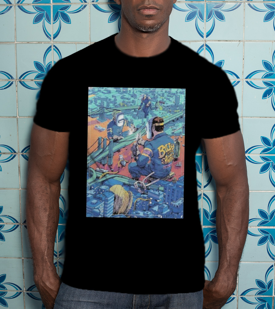Billy Strings Newark New Jersey 2025 Prudential Center Construction Bridge Art Night 2 T-Shirt